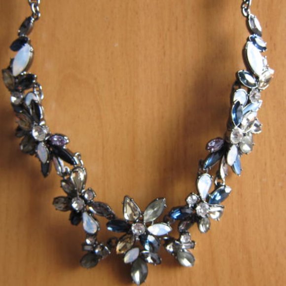 LOFT Navy and Rhinestone Statement Necklace - Picture 2 of 3